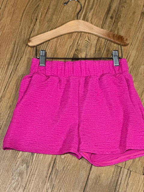 Hot Pink Crinkle Knit Short