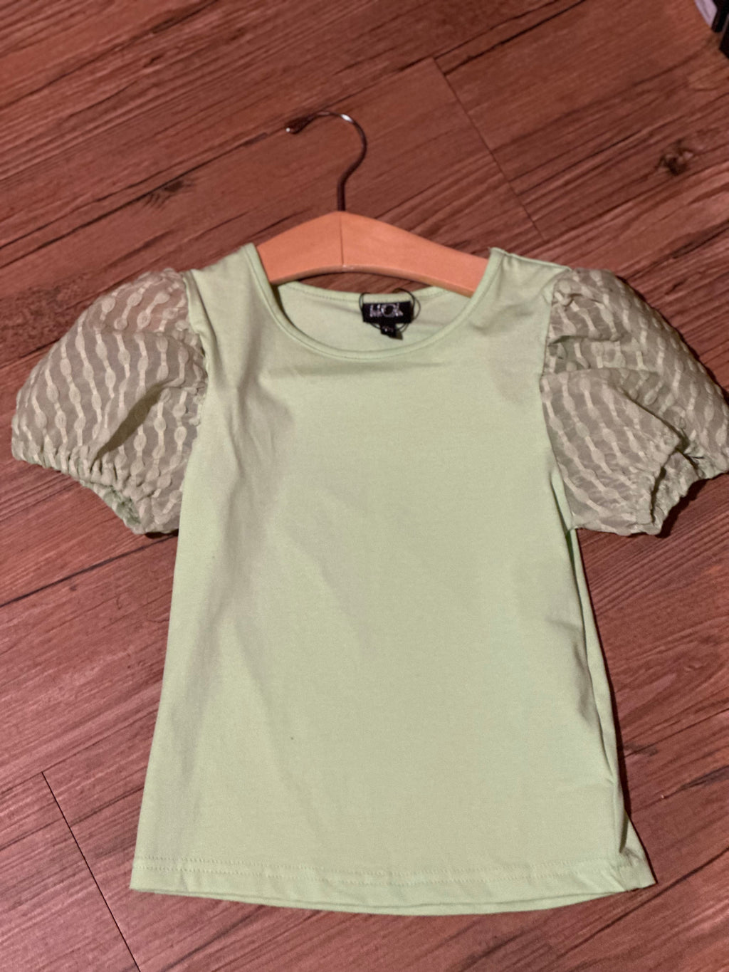 Green Balloon Sleeve Top
