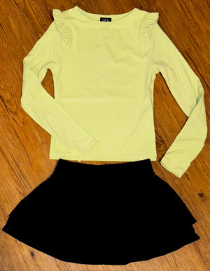 Black Gathered Mini Skort
