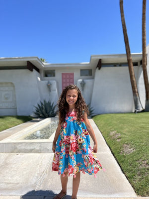 Palm Springs Turquoise Floral Dress