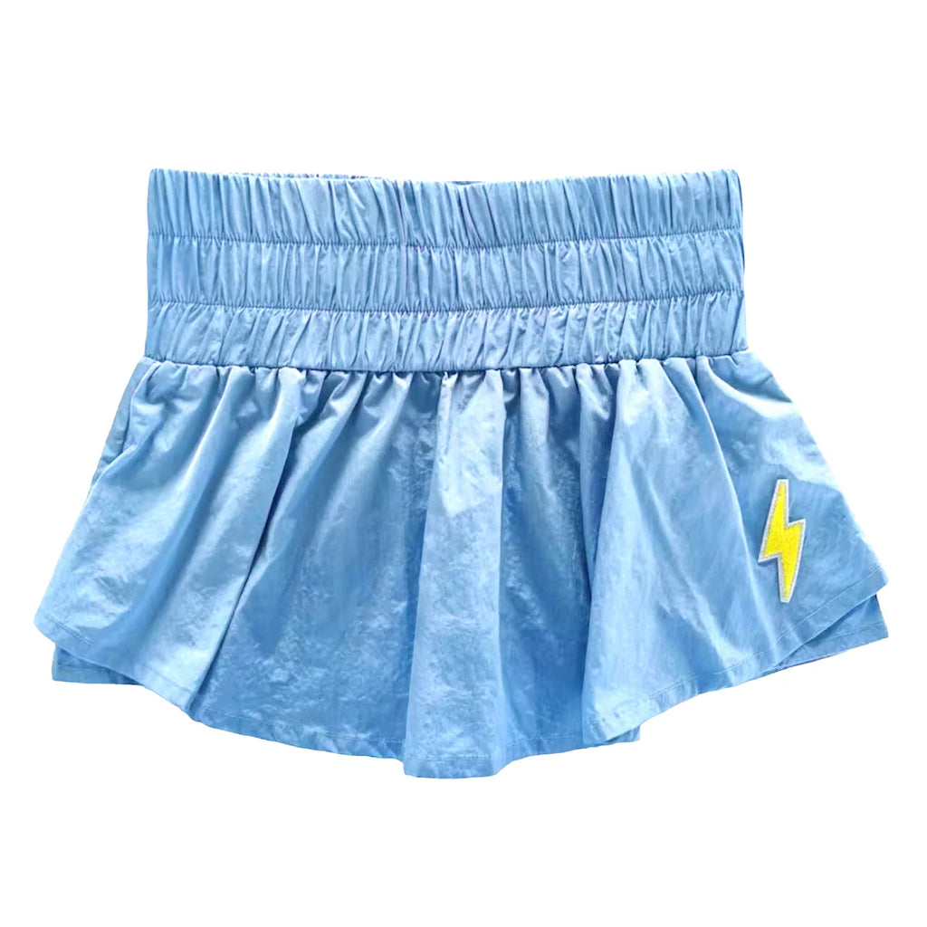Blue Gathered Mini Skort