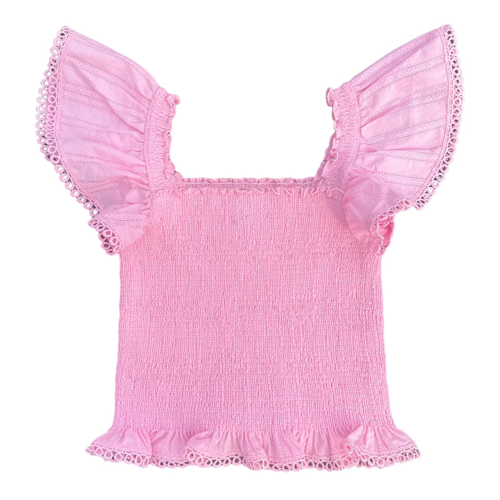 Pink Smocked Ruffle Top
