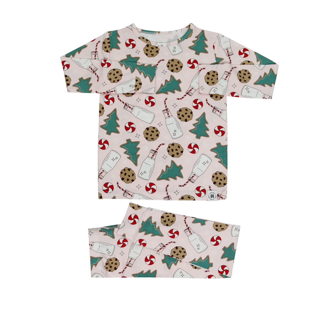 Big Kid Pajama Santa's Cookie Pink