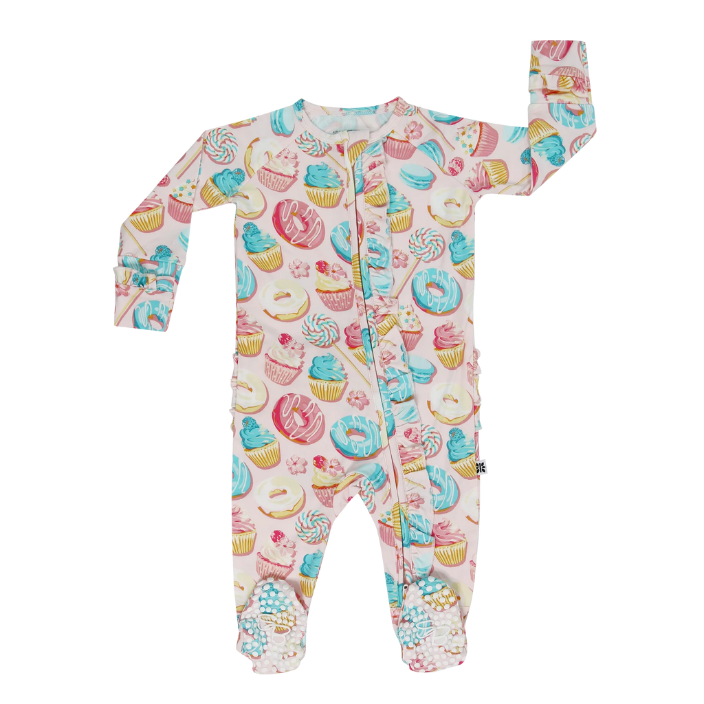 Ruffle footie-Sweet Tooth