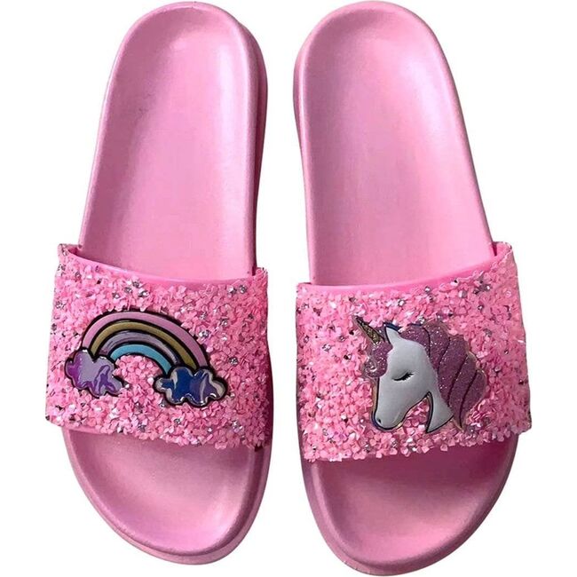 Pink Glitter Unicorn Slides